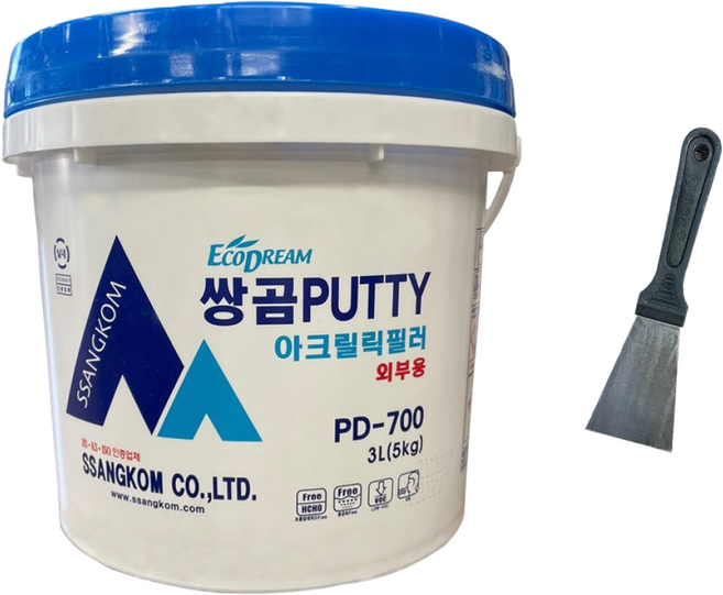 친환경 쌍곰 퍼티 빠데 5kg 핸디코트 외부용(석고보드 구멍 벽 구멍 메우기 이보드 틈새 메우기)+막헤라67mm, 1개
