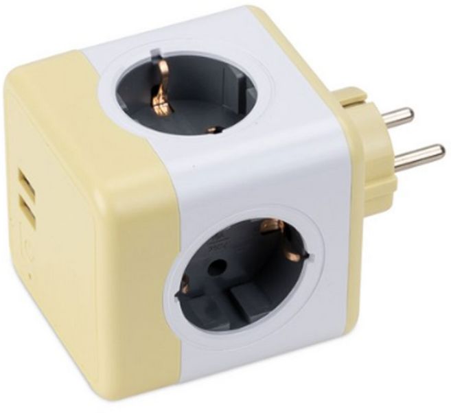 파워큐브 V2 오리지널 USB 멀티탭 4구, 77mm, 옐로우, 1개