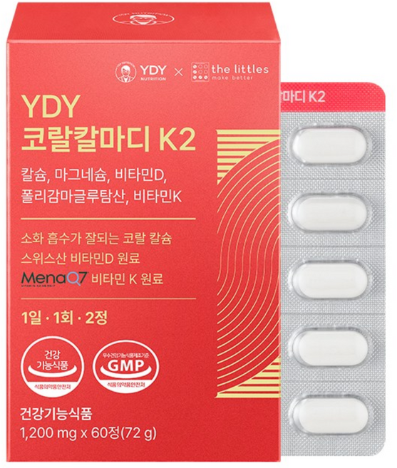 YDY 코랄칼마디 K2 칼슘 비타민D, 4개, 60정