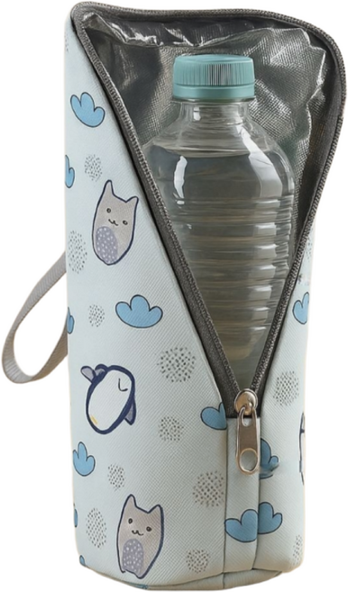 간편한 휴대용 보온보냉 생수병 파우치 500ML 물통 커버 휴대용 물병 주머니, 1개, 펭귄