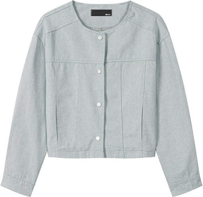 BNX 여성 노카라 버튼업 숏 자켓