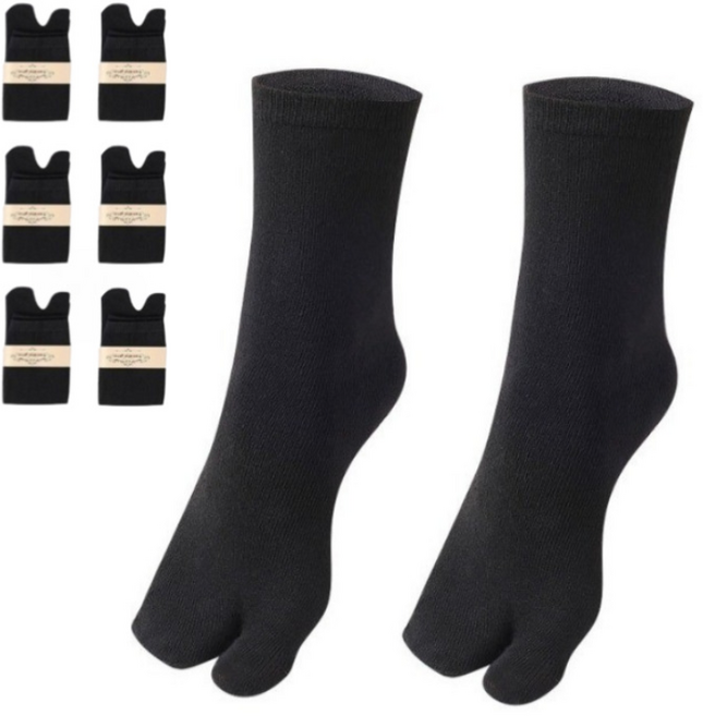 아일리브 쪼리 양말 타비 양말 남녀 공용 발가락 양말 6켤레, 포근한 블랙