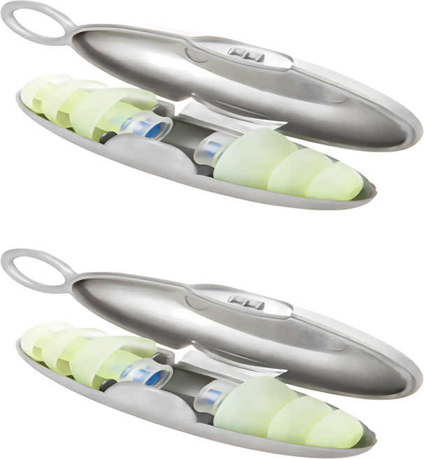 럭키픽 3중 소음차단 청력보호 실리콘 이어플러그 군인 군대 훈련소 사격 귀마개 1+1, 2세트, 그린 4개