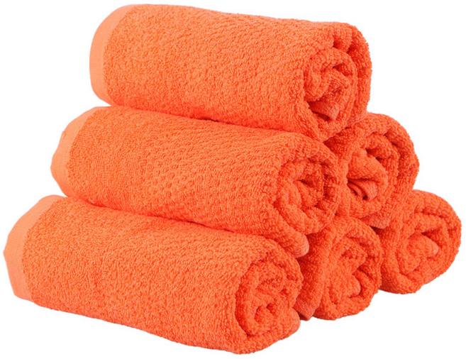 천마물산 사우나 헬스 업소용 엠보 타올 세면 수건 110g 36x78cm, 10개, 오렌지