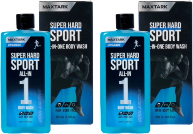 맥스타크 남자 쿨링 스포츠 올인원 바디워시 샴푸, 2개, 290ml
