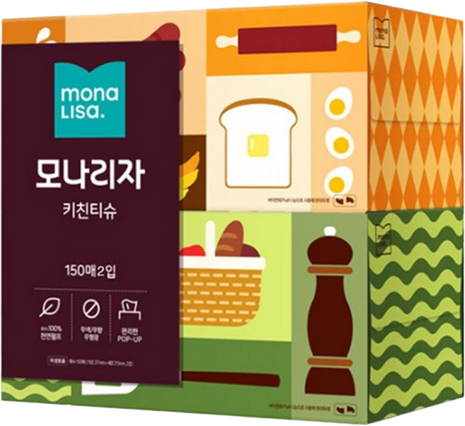 모나리자 키친티슈 150매, 2개입, 1개