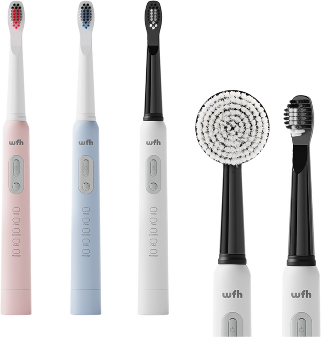 WFH 소닉 페이스 음파전동칫솔 / 세안브러쉬 호환, 03 WFH 소닉 페이스 음파전동칫솔-화이트, 상세 설명 참조, 1개