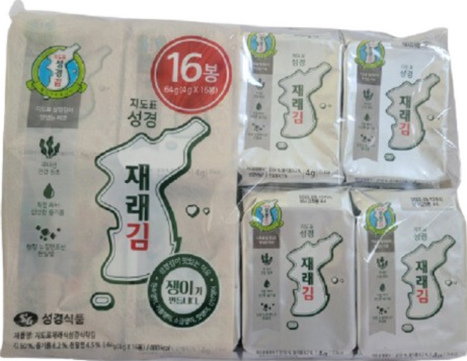 지도표성경올리브유&녹차식탁김, 4g, 16개