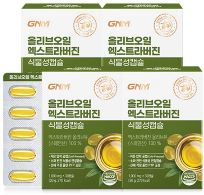 자연의품격 올리브오일 엑스트라버진 식물성캡슐, 30정, 4개 - 쿠팡