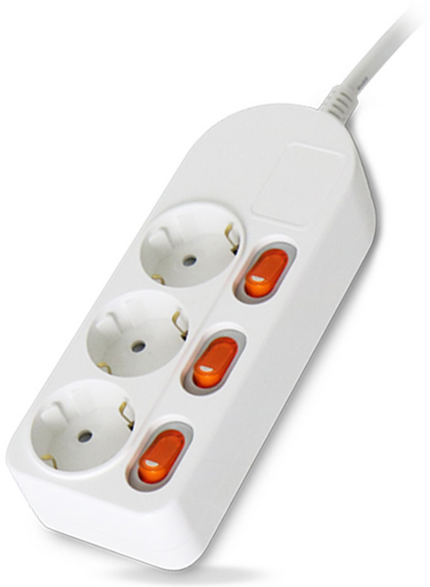 국산 멀티탭 3구 1.5m 안전 접지 개별 스위치 멀티 콘센트, 1개