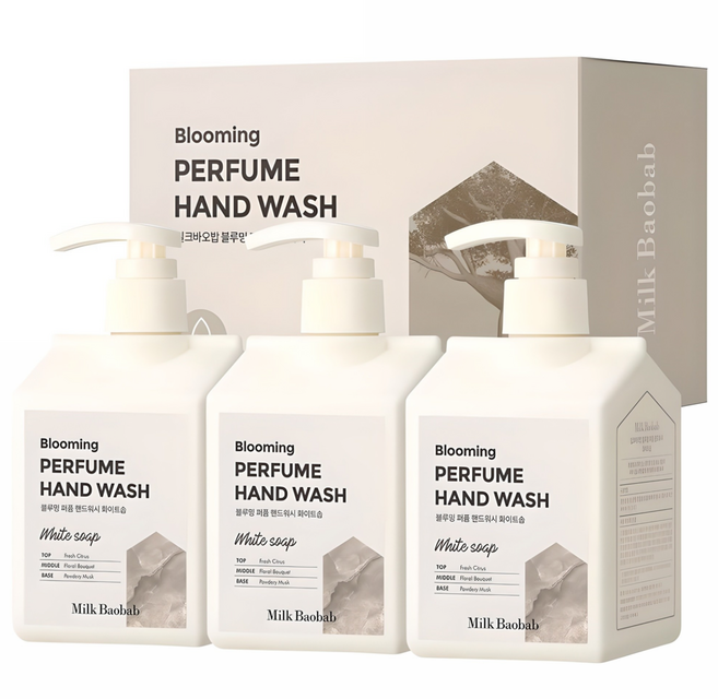 밀크바오밥 블루밍 퍼퓸 핸드워시 화이트솝, 250ml, 3개