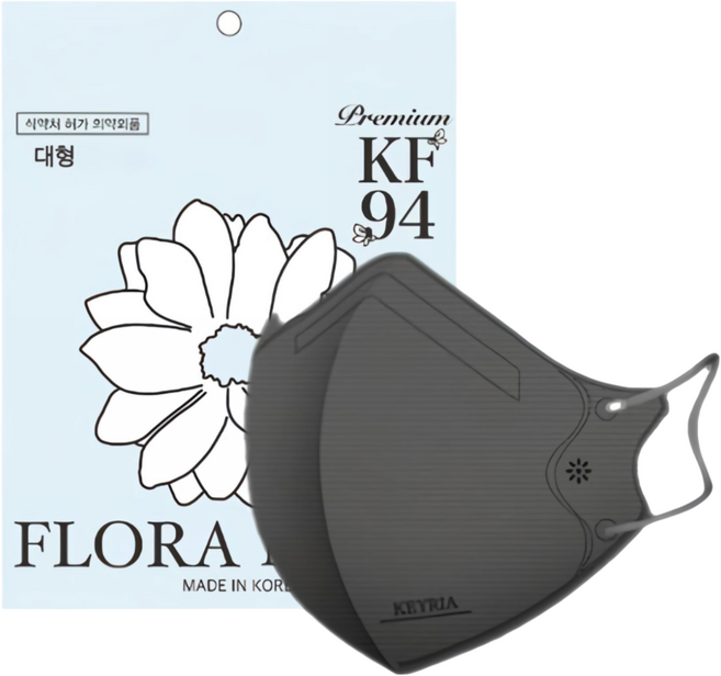 플로라 KF94 국산 새부리형 컬러 마스크, 10매입, 10개, 블랙(대형)