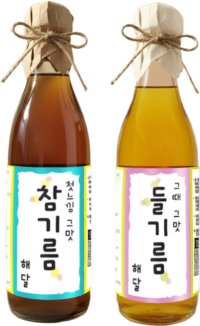 참기름 들기름 생들기름 저온압착 냉압착 농부창고 방앗간 해달 참기름+들기름, 1세트, 750ml