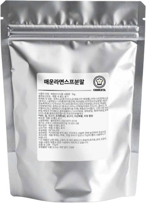 [쿡스타] 매운라면스프분말 - 라면/볶음 요리에 화끈한 매운맛, 1kg, 1개