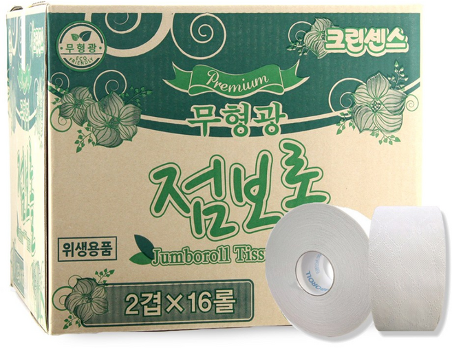 크린센스 무형광 엠보싱 점보롤, 1박스, 16롤