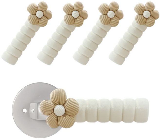 리엔떼 플라워 문콕방지 도어범퍼 문손잡이 보호쿠션 커버 4P, 브라운