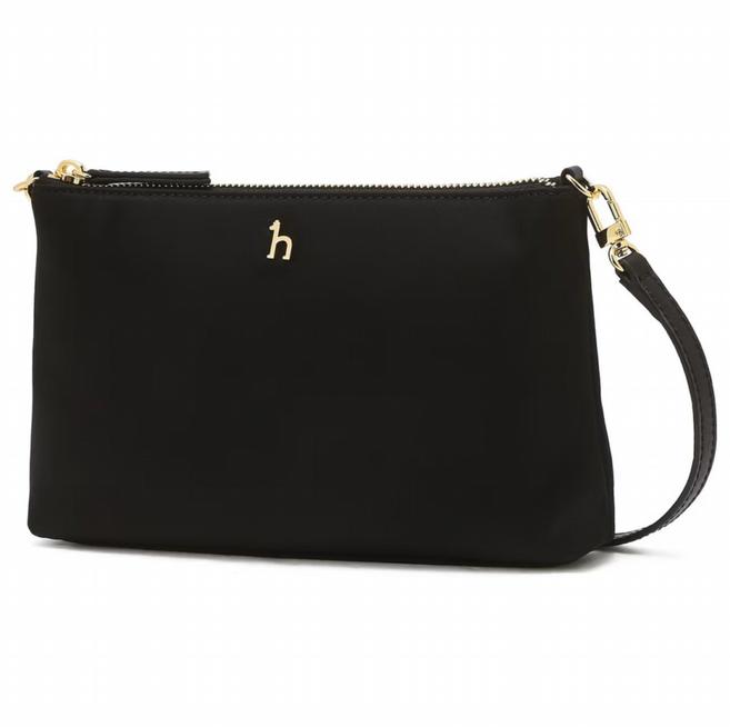 헤지스 HAZZYS 스테디셀러 블랙 단색 나일론 경량 미니크로스백