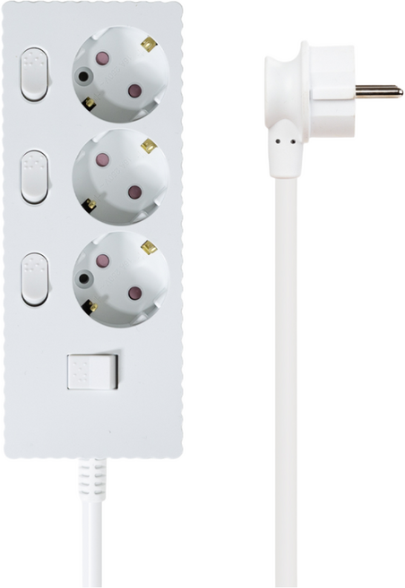 파워존 자동소화 4000W 고용량 웨이브 개별스위치 과부하차단 3구 멀티탭 50cm 1.5m 3m 5m 7m, 자동소화 개별스위치 3구 3m 화이트, 1개