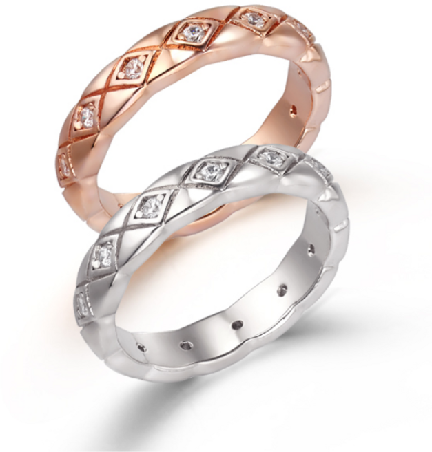 가이거 14K Gold Plated 퀼팅 스톤 포인트 반지 GIBRWR001