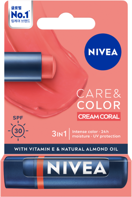 니베아 케어&컬러 립밤 크림코랄, 1개, 4.8g