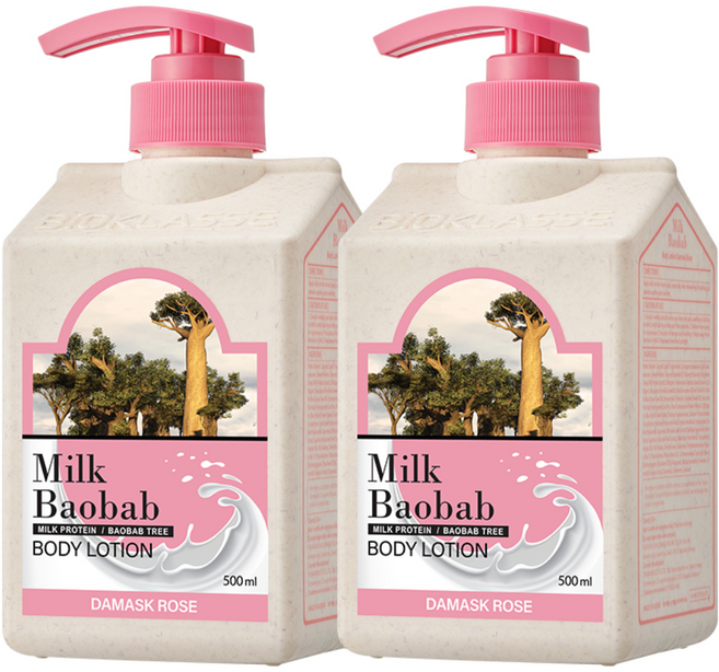 밀크바오밥 바디로션 다마스크로즈향, 500ml, 2개