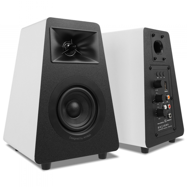 AIYIMA S30 액티브 책장 스피커 블루투스 5.3 나무 100W 스튜디오 모니터 스피커 하이파이 홈 시어터 서브우퍼, 화이트