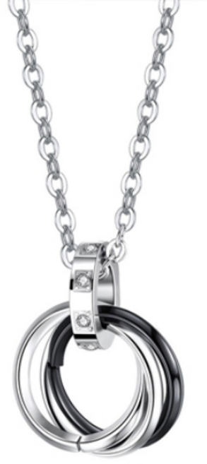 에르모사제이 맨즈 MN023 써지컬 스틸 트리플 링목걸이 남자 여자 우정 커플 목걸이