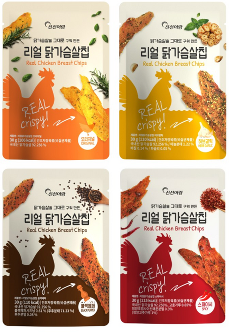 신선어람 리얼 닭가슴살칩 혼합 4종 세트, 12개, 30g