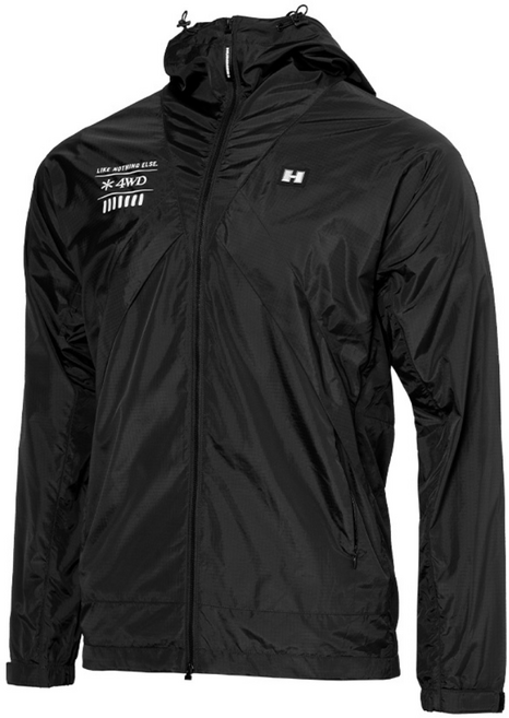 로켓그로스_25SS 험머 남성 H3 그래픽 로고 패커블 경량 바람막이 후드 자켓 블랙