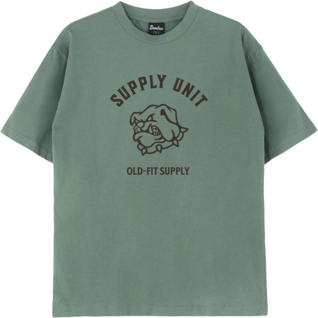 브론테스 남여공용 레트로 불독 프린팅 코튼 면 반팔 티셔츠