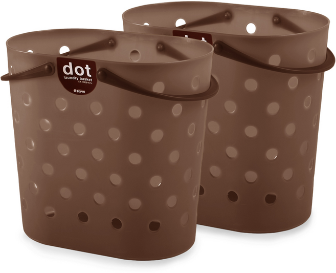 도트 10년 쓰는 말랑말랑한 빨래바구니 2개, 브라운