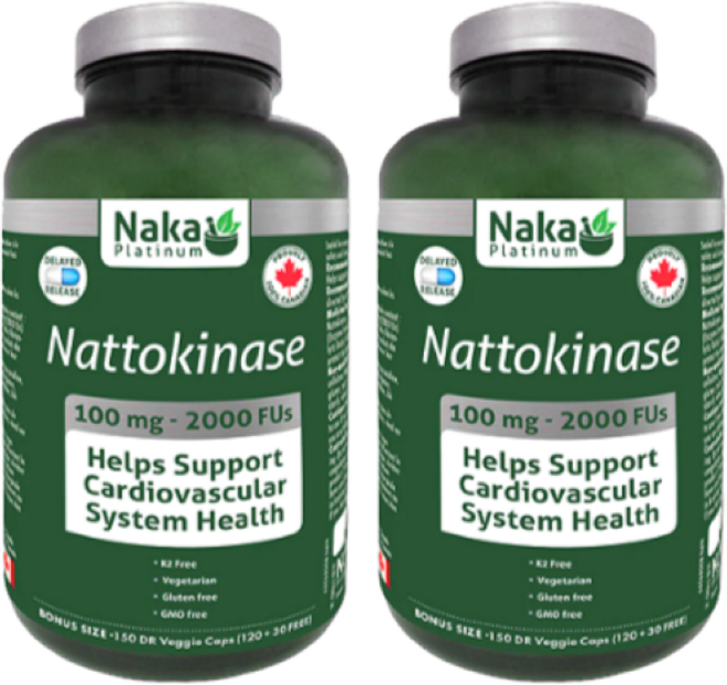 나카 캐나다 서방형 나토키나제 100mg 2000FUs 150 베지캡슐 (2병) 하루 한 알 정품 직구 Nattokinase Naka Canada, 150정