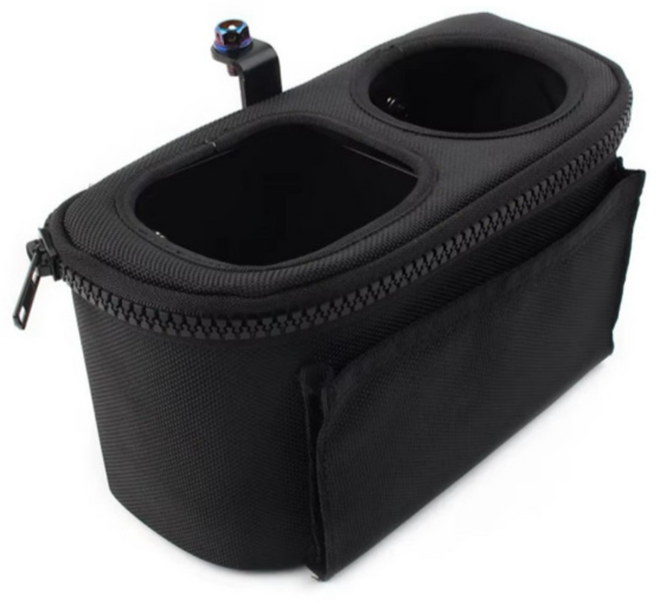 오토바이 컵홀더 2구 거치대 포켓 수납가방 바이크 음료 텀블러 거치대, 1개, 2구 컵홀더