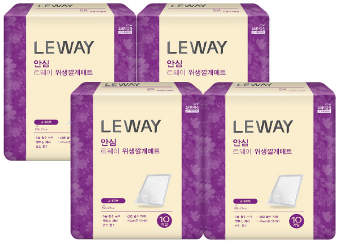 미래생활 남녀공용 르웨이 위생 성인용 깔개매트, FREE(onesize), 10개입, 4개