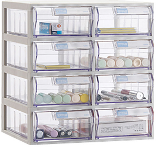 모아이샵 다용도 투명 수납함(중형) 수납함, 03_수납함 8칸