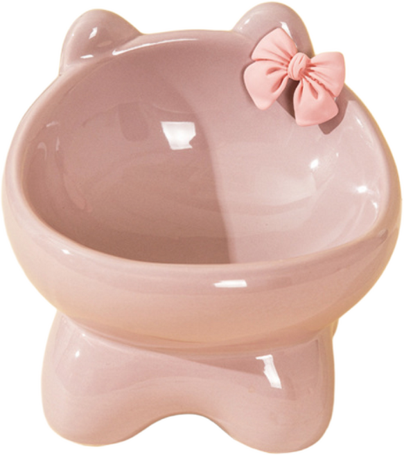PASTEL PET 寵物翹耳蝴蝶結貓陶瓷碗, 紫色, 1個