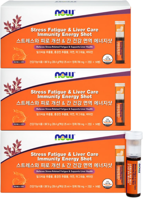 나우푸드 스트레스와 피로 개선 & 간 건강 면역 올인원 에너지샷 14개입 3박스, 14정, 3개