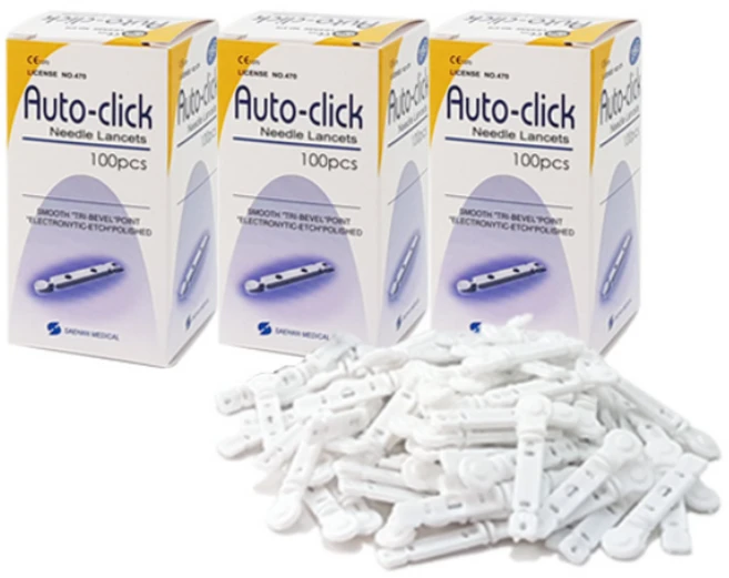 새한메드 오토클릭 란셋 28G 100pcs(아큐첵 소프트클릭스호환) 채혈침, 100개입, 3개 - 쿠팡