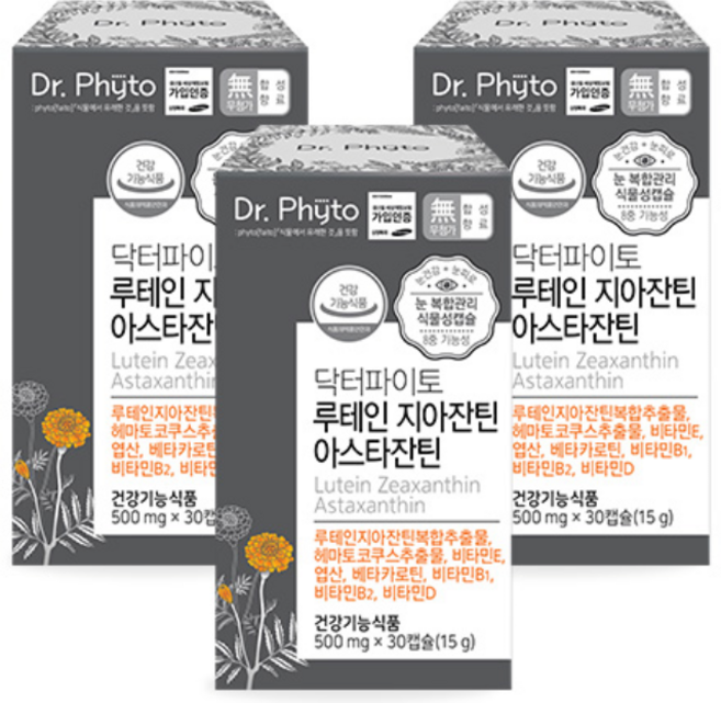 닥터파이토 루테인 지아잔틴 아스타잔틴, 30정, 3개