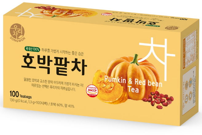 SONGWON 南瓜紅豆茶, 1.3g, 100入, 1個