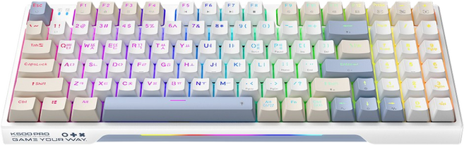 Machenike 메카닉 K500 Pro 유선 기계식 키보드 94키 풀배열 RGB 저소음 키보드, 화이트/배이지(유선), K500 Pro-B94, 은축