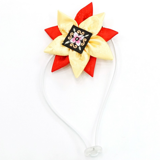 호나미네 고양이 강아지 한복 머리띠, 옐로우, 1개
