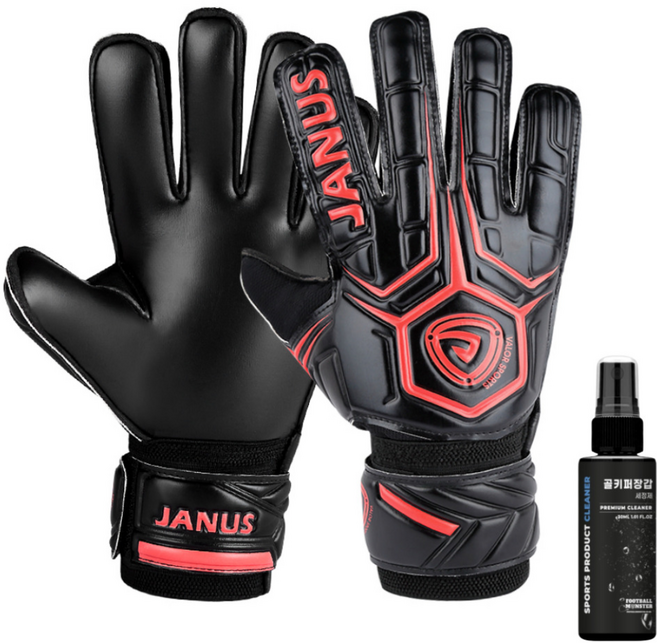 풋볼몬스터 프리미엄 축구장갑 골키퍼장갑 핑거세이브 손가락꺾임방지 키퍼장갑, 1개, 레드
