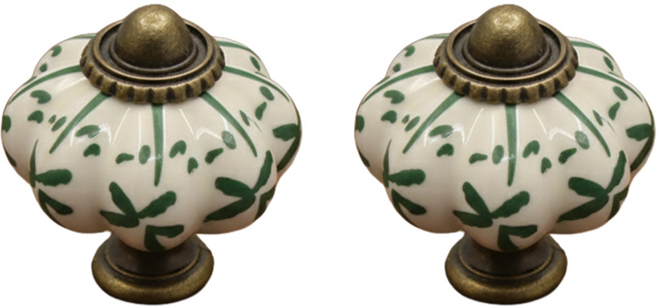 에버리즈 유럽풍 엔틱소품 빈티지 서랍 손잡이 6종, 2개, 빈티지그린