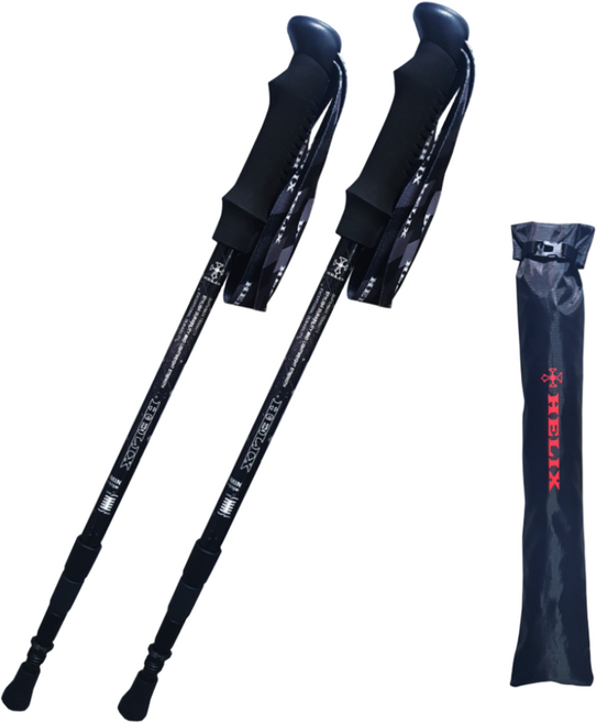 헬릭스 샤이니 4단 초경량 등산스틱+케이스, 샤이니 블랙, 2개