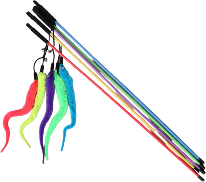 딩동펫 고양이 지렁이 낚싯대 5종 세트, 혼합색상, 1세트