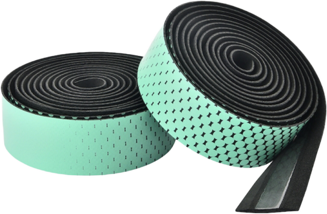 시클로베이션 어드밴스드 레더 터치 퓨전 투톤 자전거 핸들바 테이프, 블랙+터키오스, 1세트