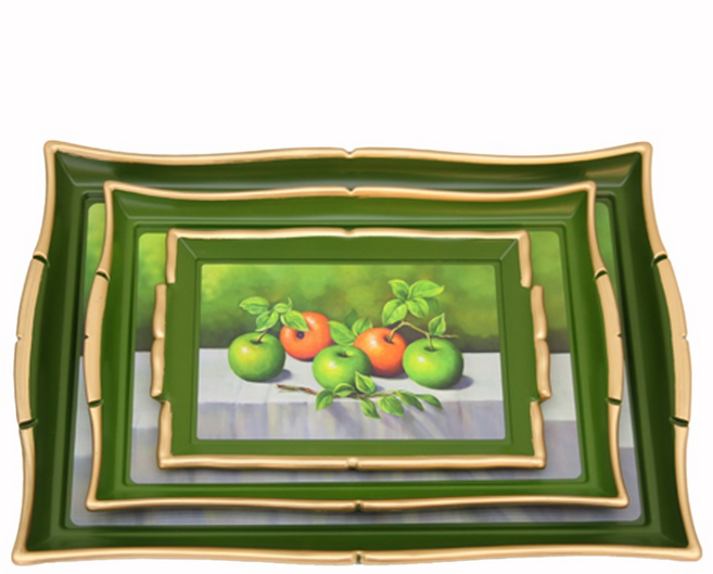 레벤호프 웨이브 사각 쟁반 3종 세트, APPLE, 1세트