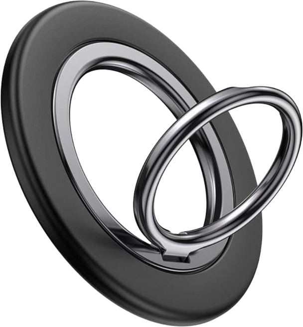 미블룸 초슬림 초경량 초강력 맥세이프 헬스장 양면자석 메탈 스마트 톡 그립 링 홀더, 블랙, 1개