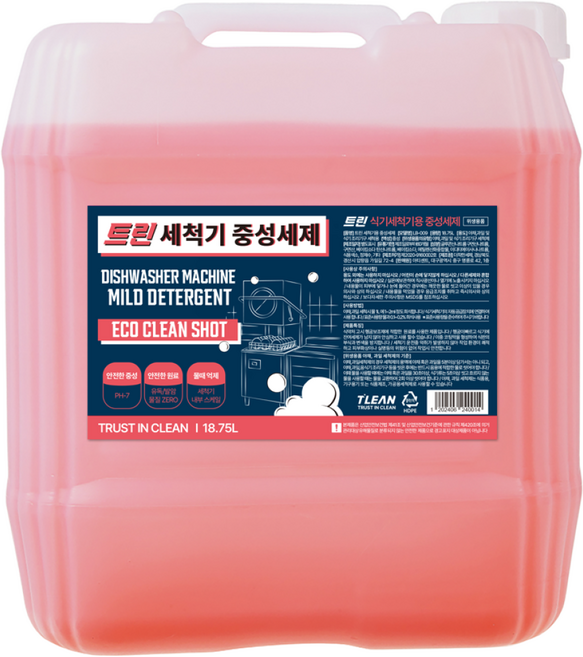 트린 업소용 대용량 식기세척기 중성 세제, 1개, 18.75L